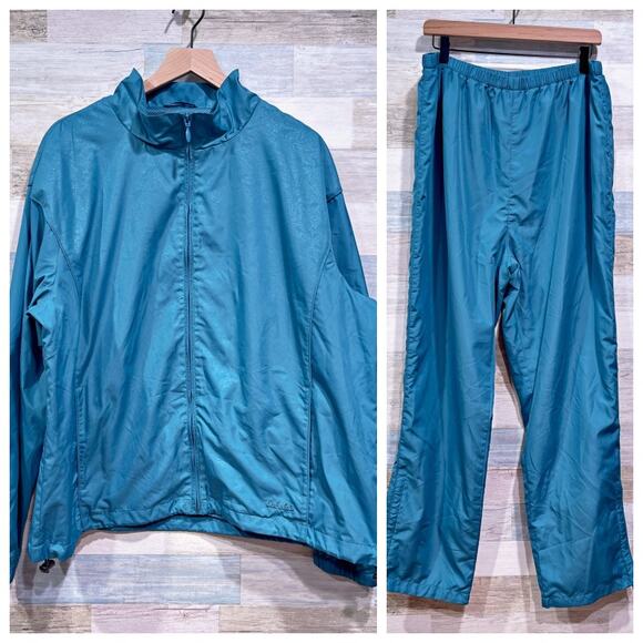 Cabelas Windbreaker Tracksuit Jacket Pants Blue Mesh Lined Womens Plus Size 2XL - Picture 1 of 10
